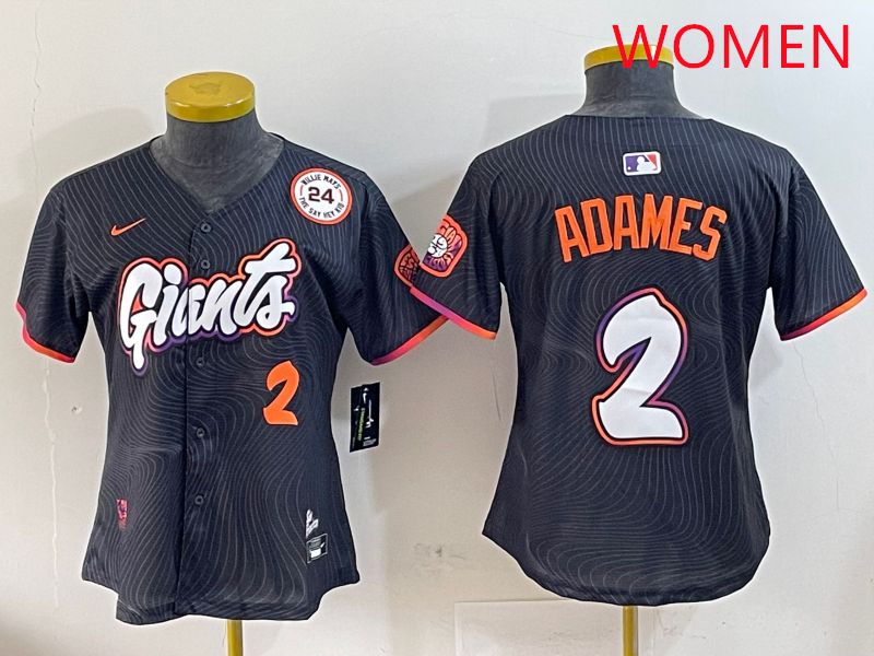 Women San Francisco Giants #2 Adames Black Joint Name Nike 2025 MLB Jersey style 6->women mlb jersey->Women Jersey